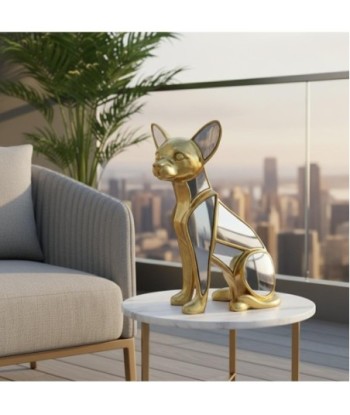 Figura de Perro Chihuahua en Resina Dorada - Decoración Moderna