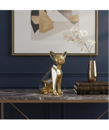 Figura de Perro Chihuahua en Resina Dorada - Decoración Moderna