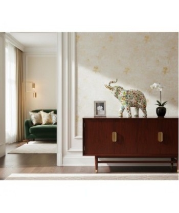 Figura Elefante de Resina Decorativa Estilo Floral para el Hogar