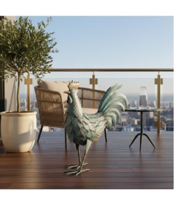 Figura de Gallo de Metal, Decoración Rústica con Detalles Únicos