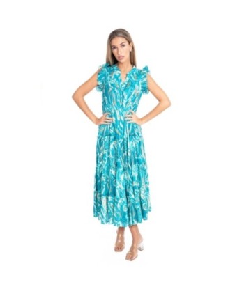 Vestido Largo Midi Azul para Mujer - Moda Elegante, Estampado Chic, Ideal para Fiesta y Ocasiones Especiales,