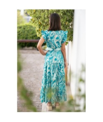 Vestido Largo Midi Azul para Mujer - Moda Elegante, Estampado Chic, Ideal para Fiesta y Ocasiones Especiales,
