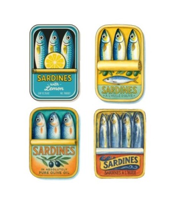 Póster Magnético 4U de Resina con ilustraciones de Sardinas Vintage