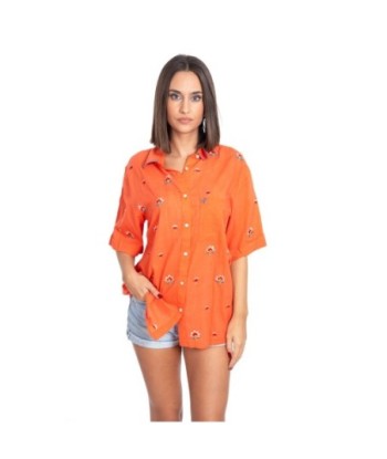 Camisa Beige Mujer Manga ¾ Estampada - Ropa Mujer Casual, Camisero de Algodón, Ideal para Ocasiones Especiales