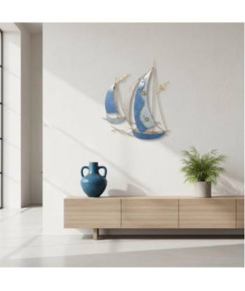 Adorno Pared Barcos de Metal - Diseño Náutico para Decoración