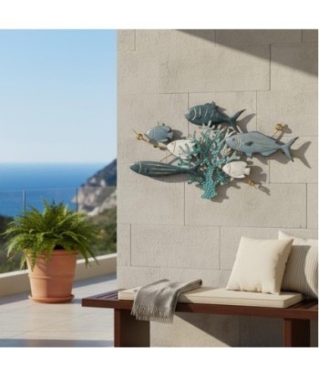 Adorno Pared Peces de Metal para Decoración Acuática en Estilo Marítimo