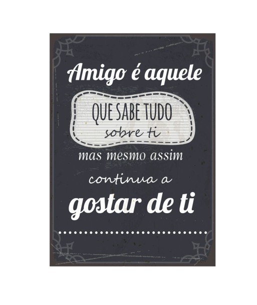 ORIGEN Home Decor Adornos pared portugues Placas Metal | Placa de Metal Negro Rectangular - 33x24x1cm
