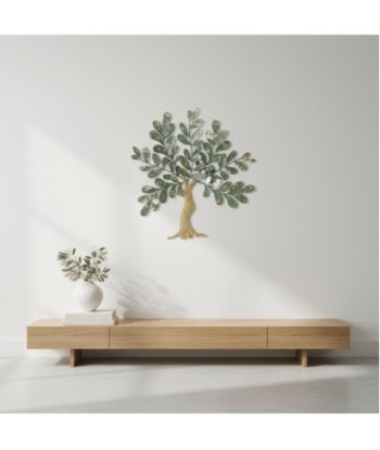 Adorno Pared Árbol de Metal Verde con Detalles Naturales