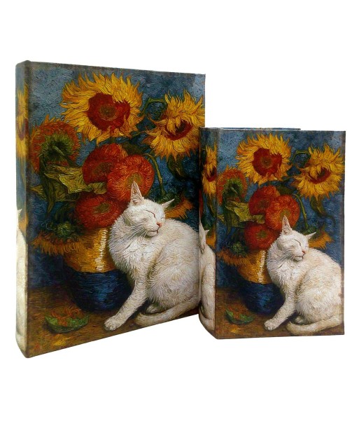 Caja Libro Gato 2U - MDF Forrado Poly, Estilo Artístico, Perfecta para Decoración