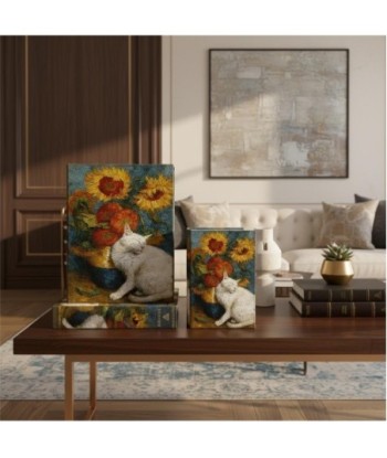 Caja Libro Gato 2U - MDF Forrado Poly, Estilo Artístico, Perfecta para Decoración
