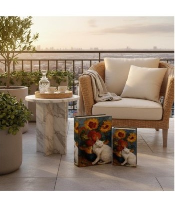 Caja Libro Gato 2U - MDF Forrado Poly, Estilo Artístico, Perfecta para Decoración