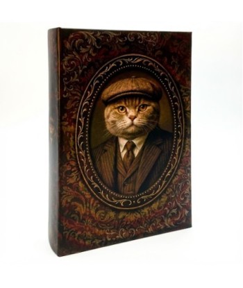 Caja Libro Gato de MDF Forrado Poly - Decoración Original y Divertida