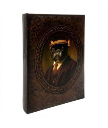 Caja Libro Perro de MDF Forrado Poly con estilo vintage para decoración
