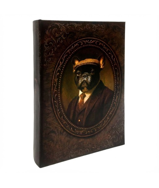 Caja Libro Perro de MDF Forrado Poly con estilo vintage para decoración