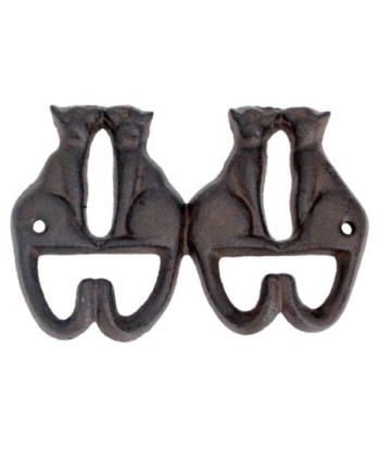 Percha Gatos 2 Pomos de Hierro Colado - Decoración Única