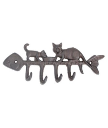 Percha Gatos 4 Pomos en Hierro Colado - Estilo Rústico para Decoración
