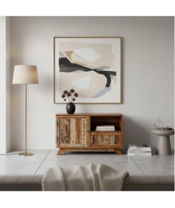 Mueble TV de madera con diseño artesanal y cajón integrado