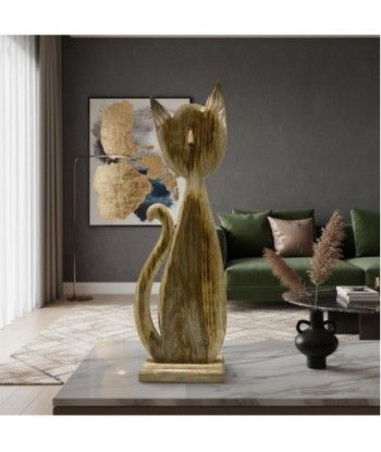 Figura de Gato en Madera Natural - Estilo Rústico y Acogedor