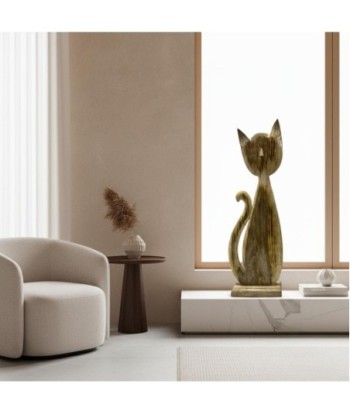 Figura de Gato en Madera Natural - Estilo Rústico y Acogedor