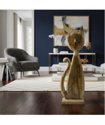 Figura de Gato en Madera Natural - Estilo Rústico y Acogedor