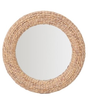 Espejo redondo de palma y hierba marina, natural, decoración vintage