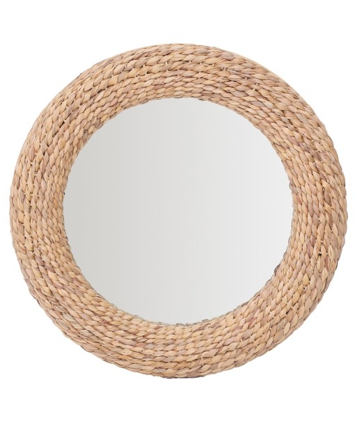 Espejo redondo de palma y hierba marina, natural, decoración vintage