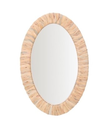 Espejo ovalado de palma y hierba marina - Decoración natural para tu hogar