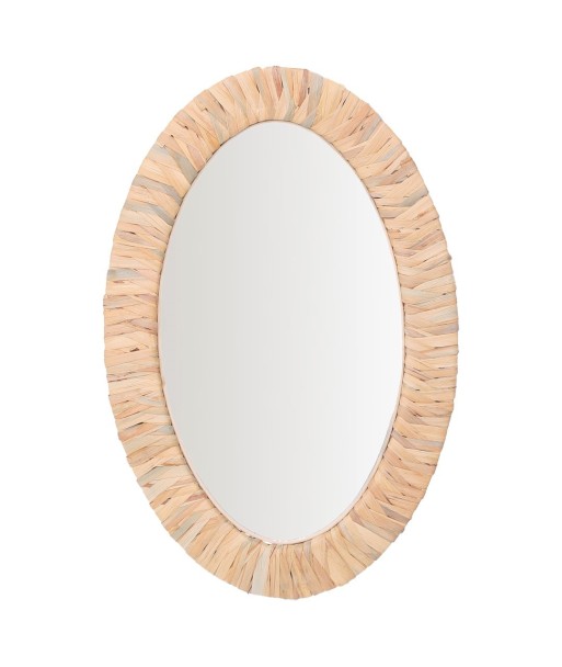 Espejo ovalado de palma y hierba marina - Decoración natural para tu hogar