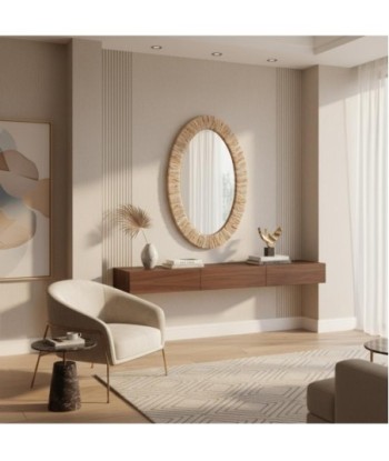 Espejo ovalado de palma y hierba marina - Decoración natural para tu hogar
