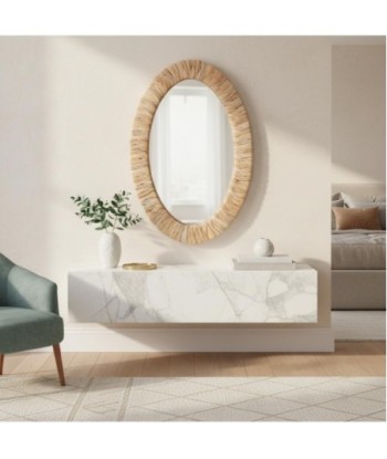 Espejo ovalado de palma y hierba marina - Decoración natural para tu hogar