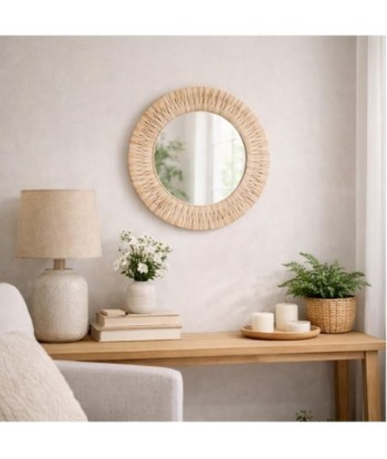 Espejo Redondo de Palma y Hierba Marina - Estilo Natural y Elegante