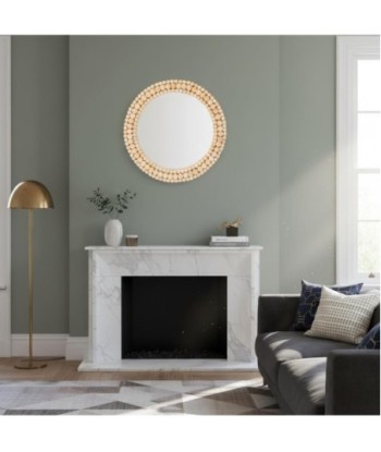Espejo redondo de palma y hierba marina, estilo natural para decoración