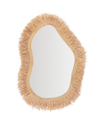 Espejo decorativo de palma y hierba marina con diseño irregular y estilo natural