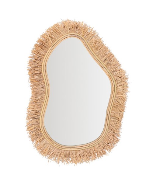 Espejo decorativo de palma y hierba marina con diseño irregular y estilo natural