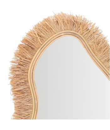 Espejo decorativo de palma y hierba marina con diseño irregular y estilo natural