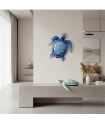 Figura de Tortuga 2U de Metal Azul y Verde para Decoración del Hogar