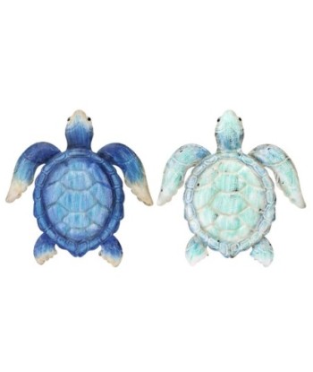 Figura de Tortuga Metal Azul y Verde - Decoración náutica para el hogar