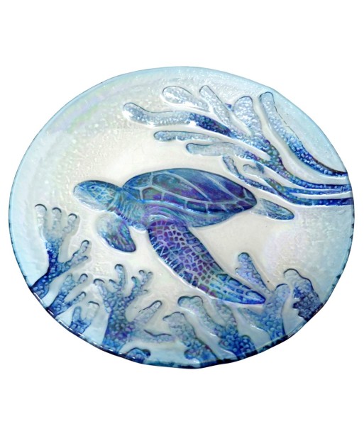 Plato Tortuga de Vidrio Decorativo en Estilo Marino
