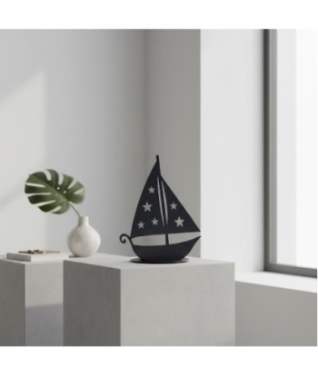Portavelas Barco de Metal | Estilo Náutico con Estrellas | Regalo Original