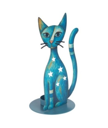 Portavelas Gato de Metal Estilo Moderno para Decoración del Hogar