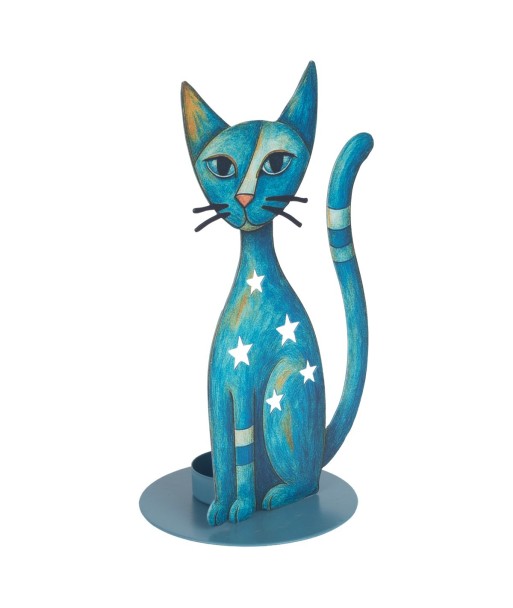 Portavelas Gato de Metal Estilo Moderno para Decoración del Hogar
