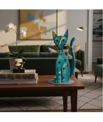Portavelas Gato de Metal Estilo Moderno para Decoración del Hogar
