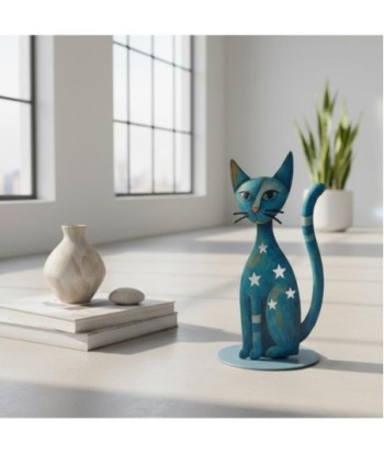 Portavelas Gato de Metal Estilo Moderno para Decoración del Hogar
