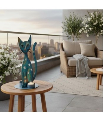 Portavelas Gato de Metal Estilo Moderno para Decoración del Hogar