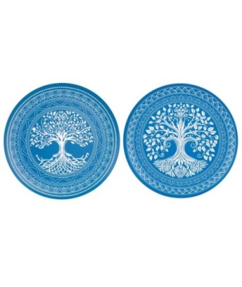 Adorno Pared Plato Árbol de la Vida en Metal Azul | Decoración Jardín