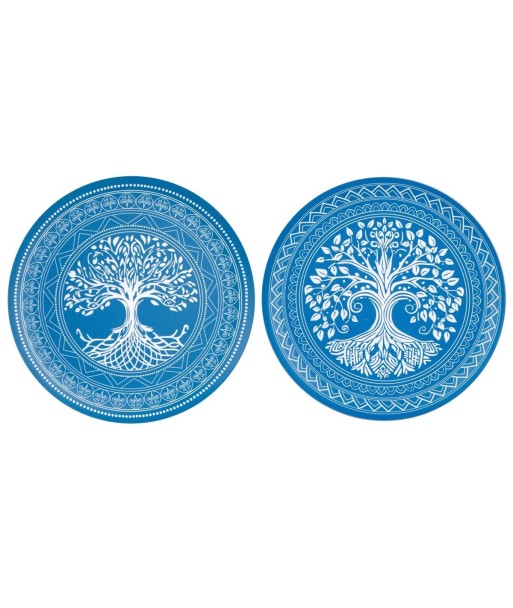 Adorno Pared Plato Árbol de la Vida en Metal Azul | Decoración Jardín
