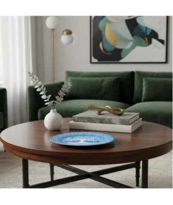 Adorno Pared Plato Árbol de la Vida en Metal Azul | Decoración Jardín