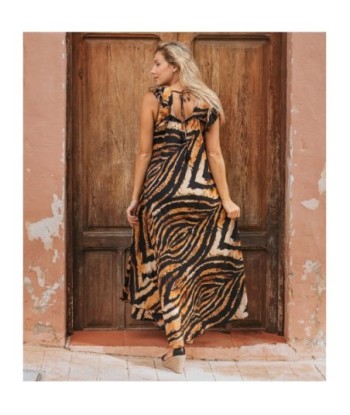 Vestido Largo Midi Lilac para Mujer - Moda Elegante, Estampado Animal Print, Ideal para Fiesta y Ocasiones Especiales