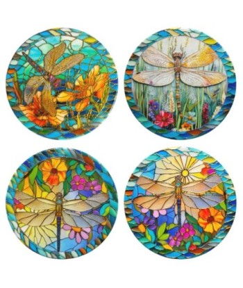 Posavasos Cerámica 4U con Diseño Floral y Dragones