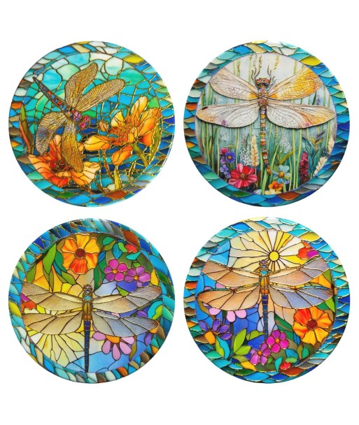 Posavasos Cerámica 4U con Diseño Floral y Dragones